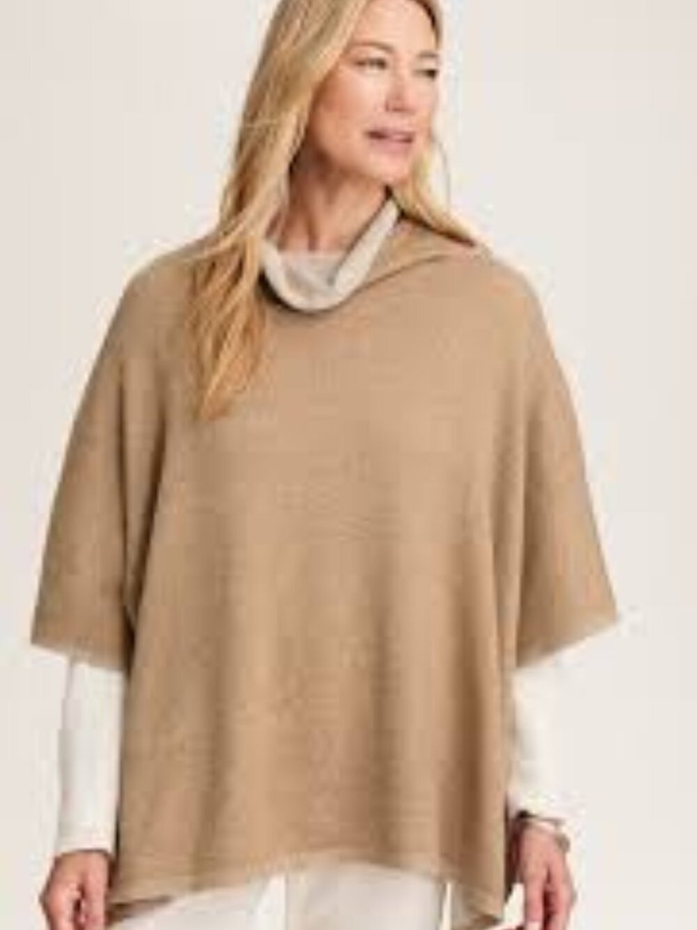 J.Jill Two-Tone Soft-Drape Cowl-Neck Sweater Poncho